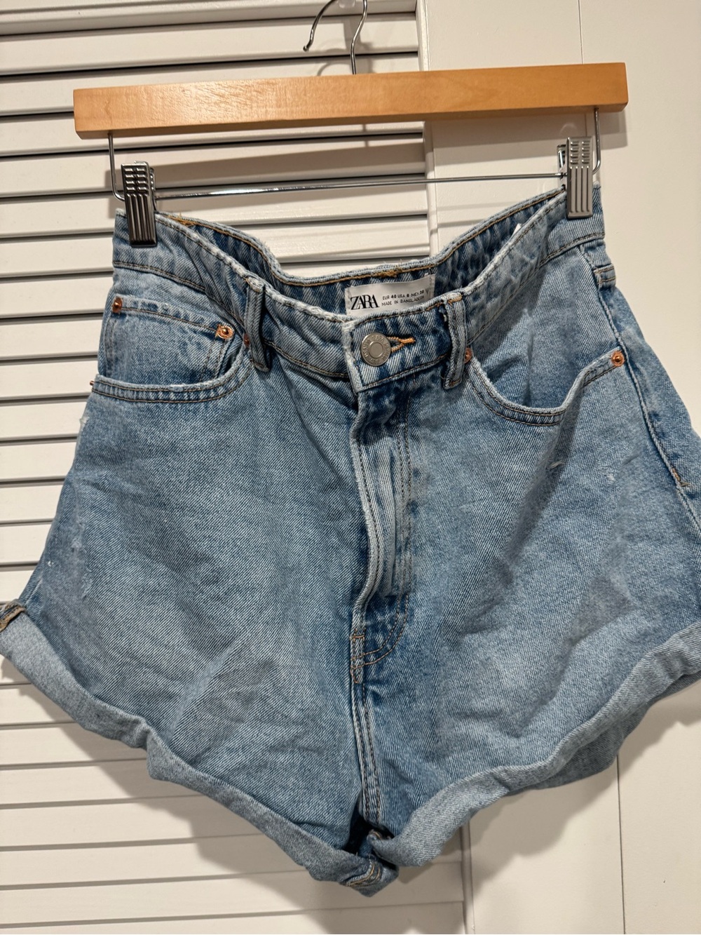 ZARA Light Wash High-Rise Denim Shorts